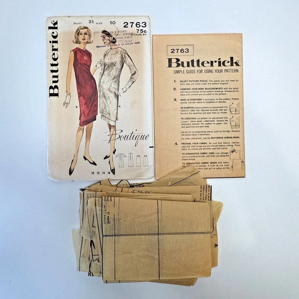 BUTTERICK 2763 Sewing Semi-fit Tunic & Skirt‎ Pattern Sz 10 Boutique Cut 1950's